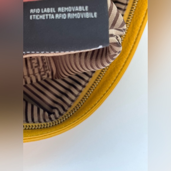 Fendi Lemon Yellow and Brown Vitello Leather Fold Over Clutch Bag (model 8BP062) - Picture 9 of 16